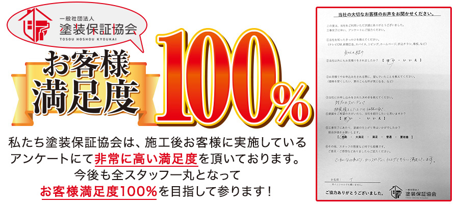 お客様満足度100%
